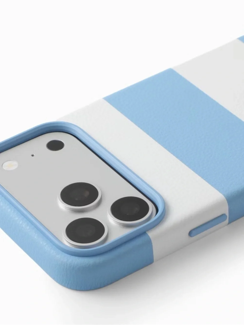 Hello Lux Light Blue Cabana Stripe Pebble PU iPhone Case - 17 Pro Max